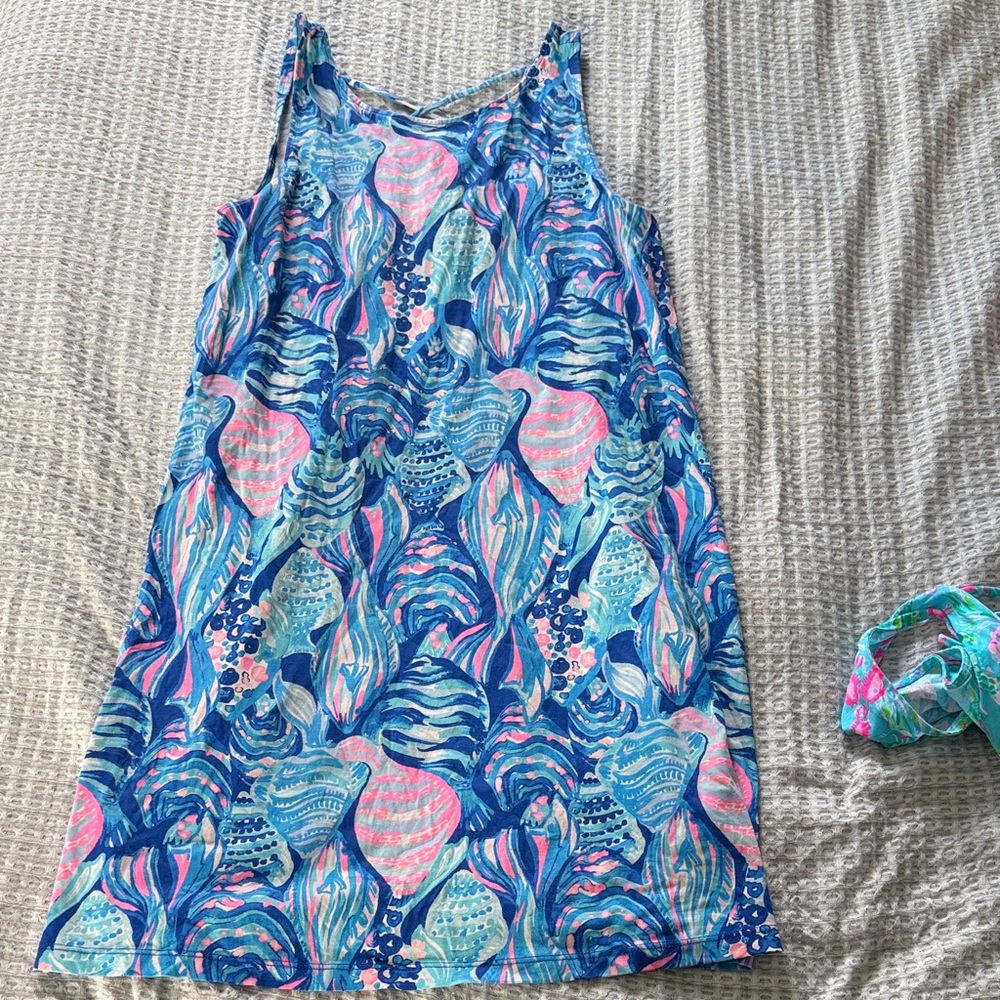 Lilly Pulitzer Blue and Pink Shell Print Dress